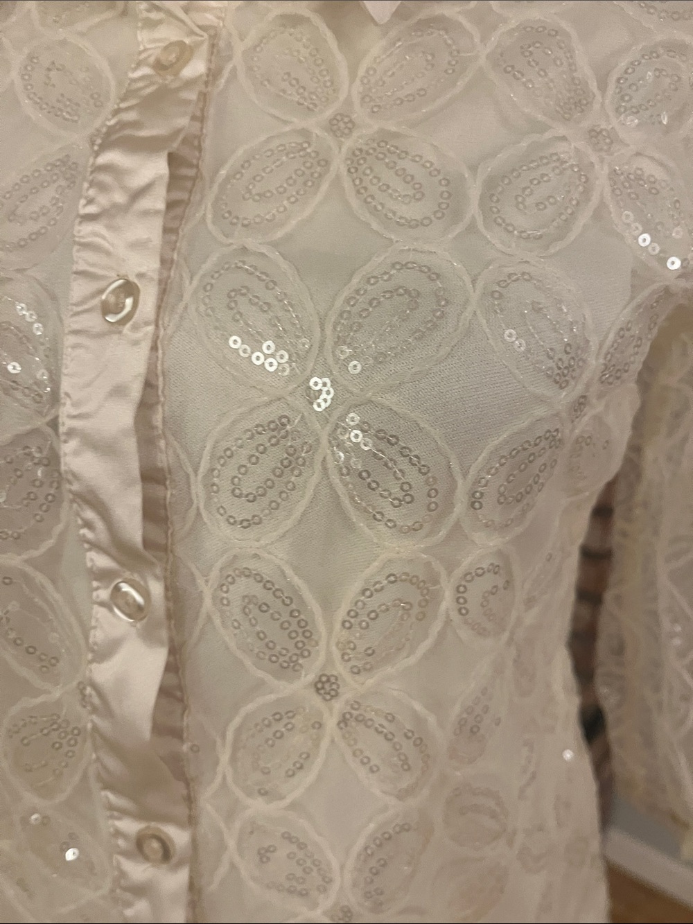 By Design Lace Button-Down Shirt with Sequin Detail - Picture 4 of 7